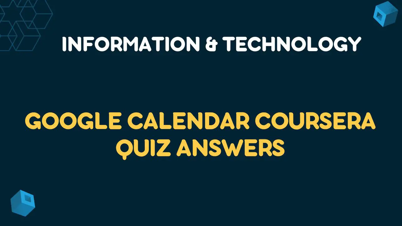 Google Calendar Coursera Quiz Answers